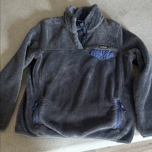 L.L. Bean Charcoal Fleece with Navy Details